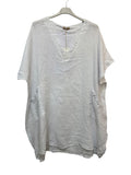 VC2820WHI Oversized Linen Tunic Dress White