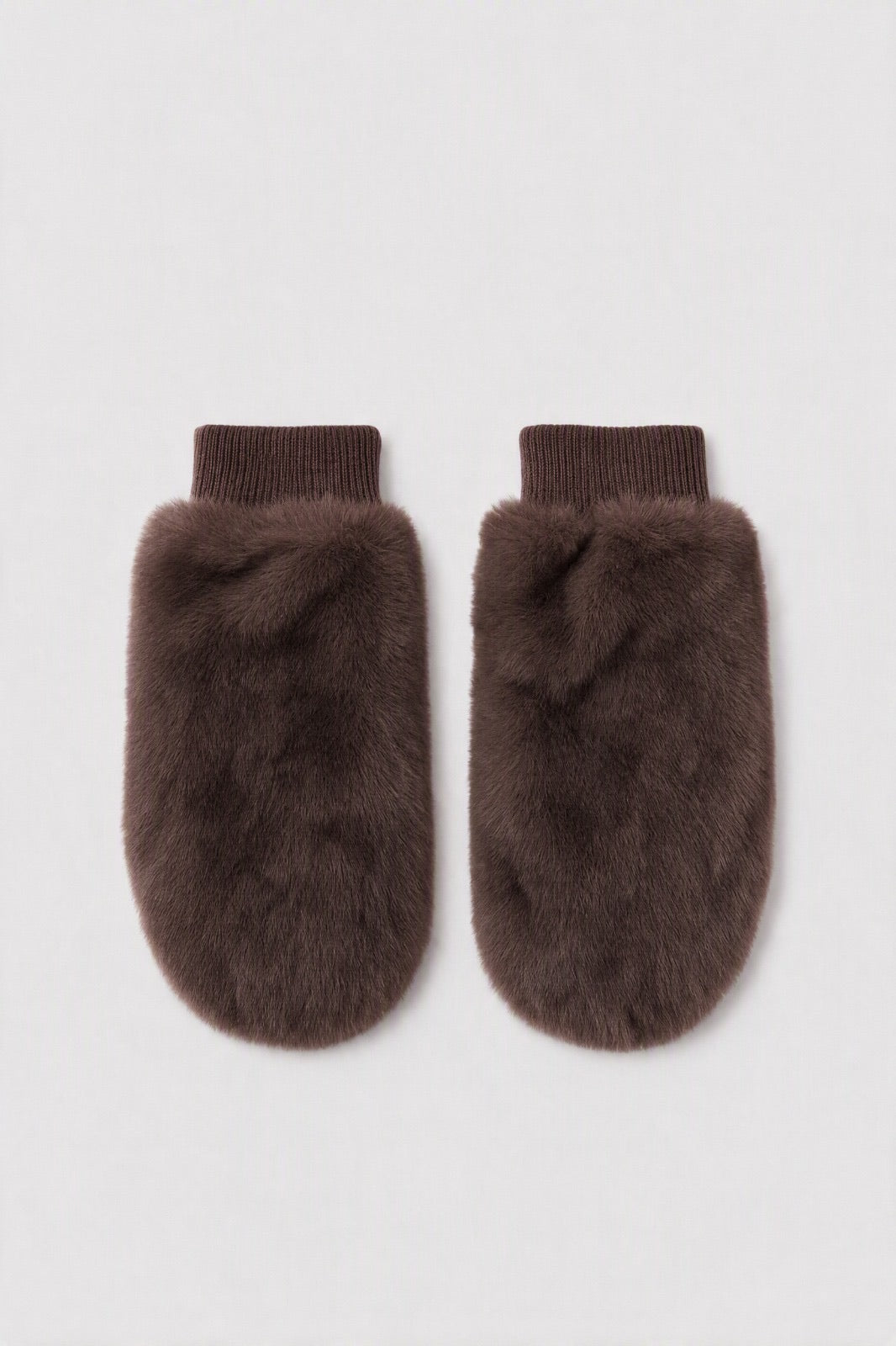 JA366 Brown Fluffy Fur Mittens