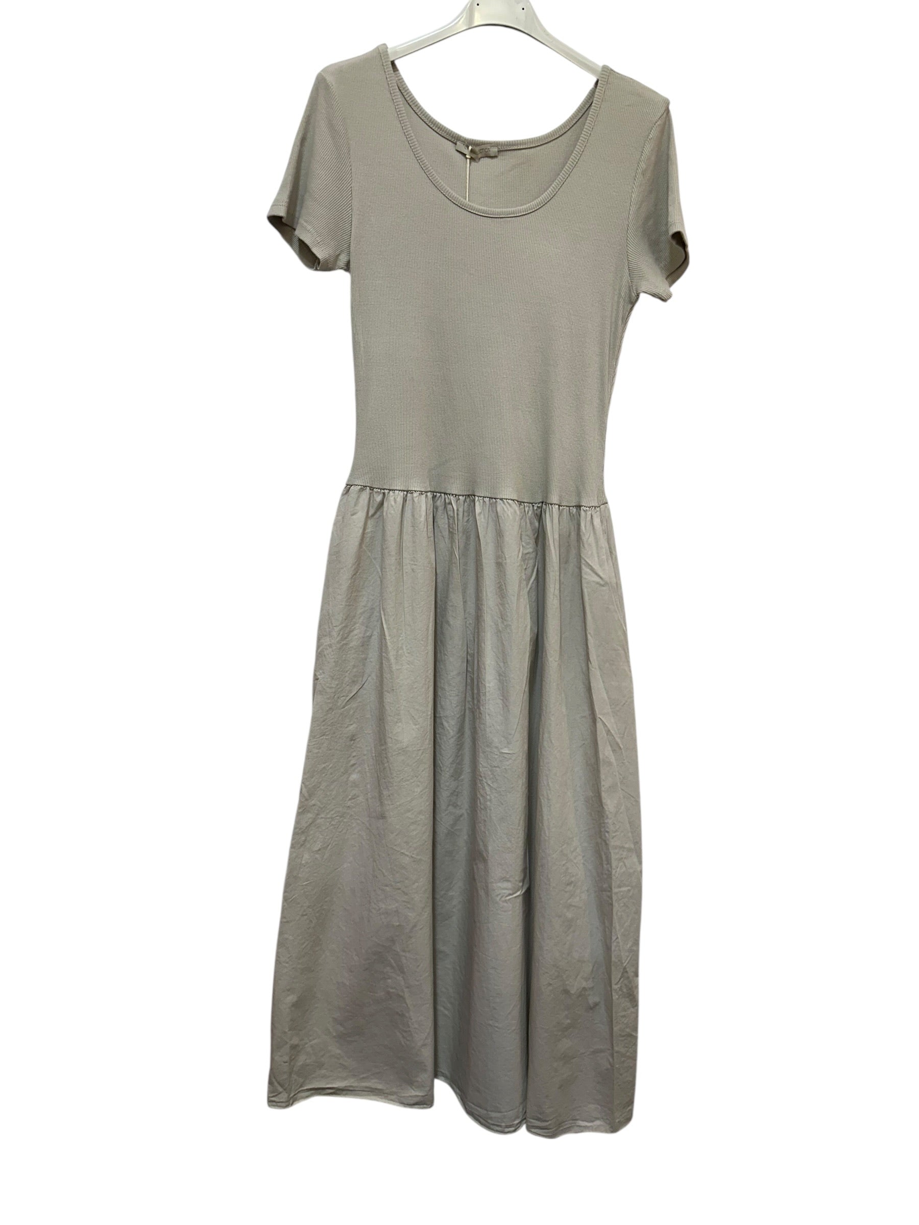 VC842131BEI Two-Tone Midi Dress Beige