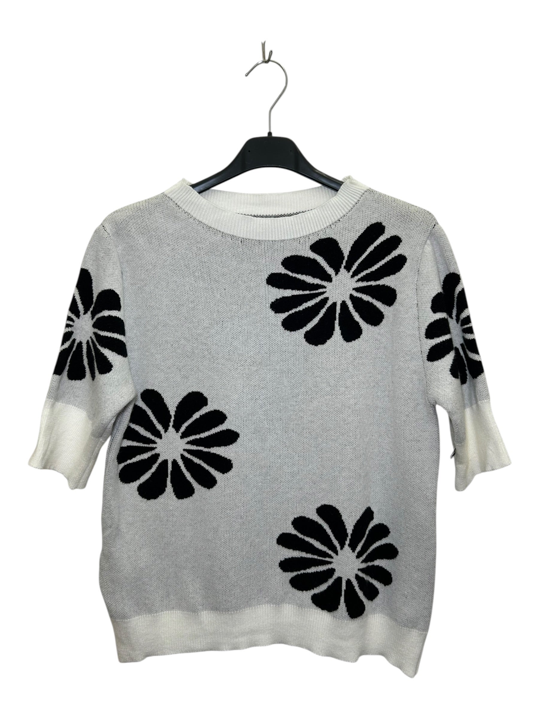 VM68 White Floral Print Sleeveless Sweater