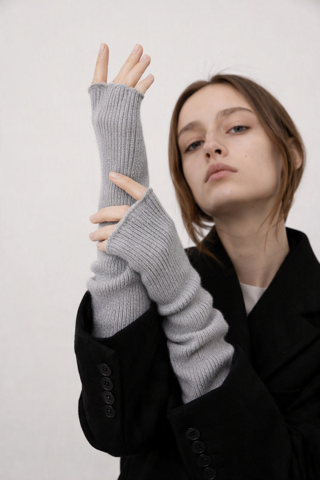 JA353 Grey Thumbhole Arm Warmers