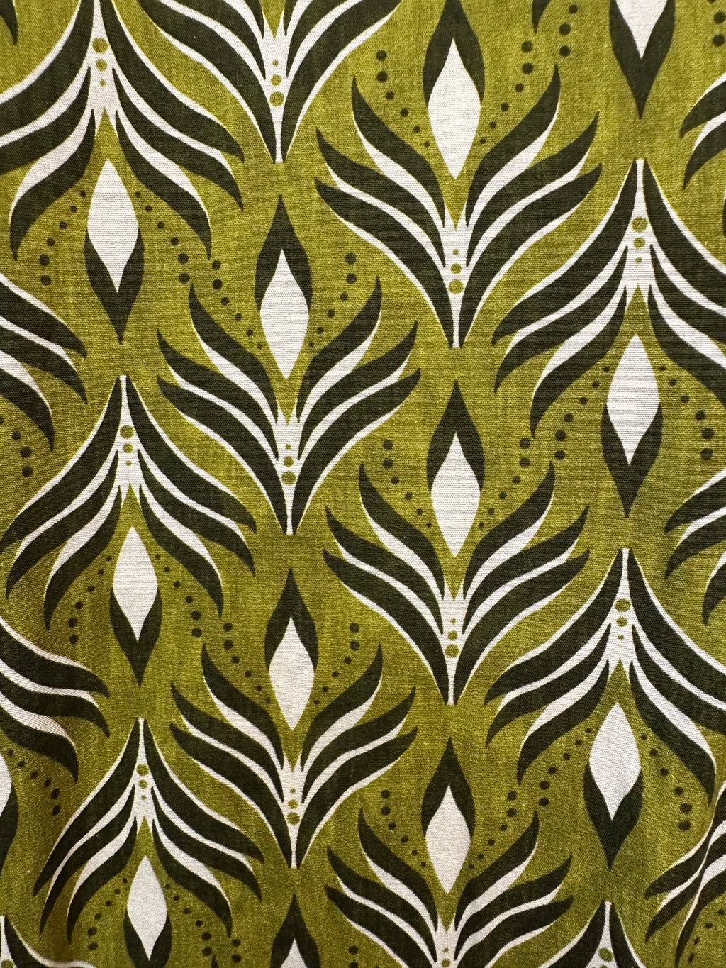 VC24002HANI Cotton Leaf Print Shirt Dress Anise Green