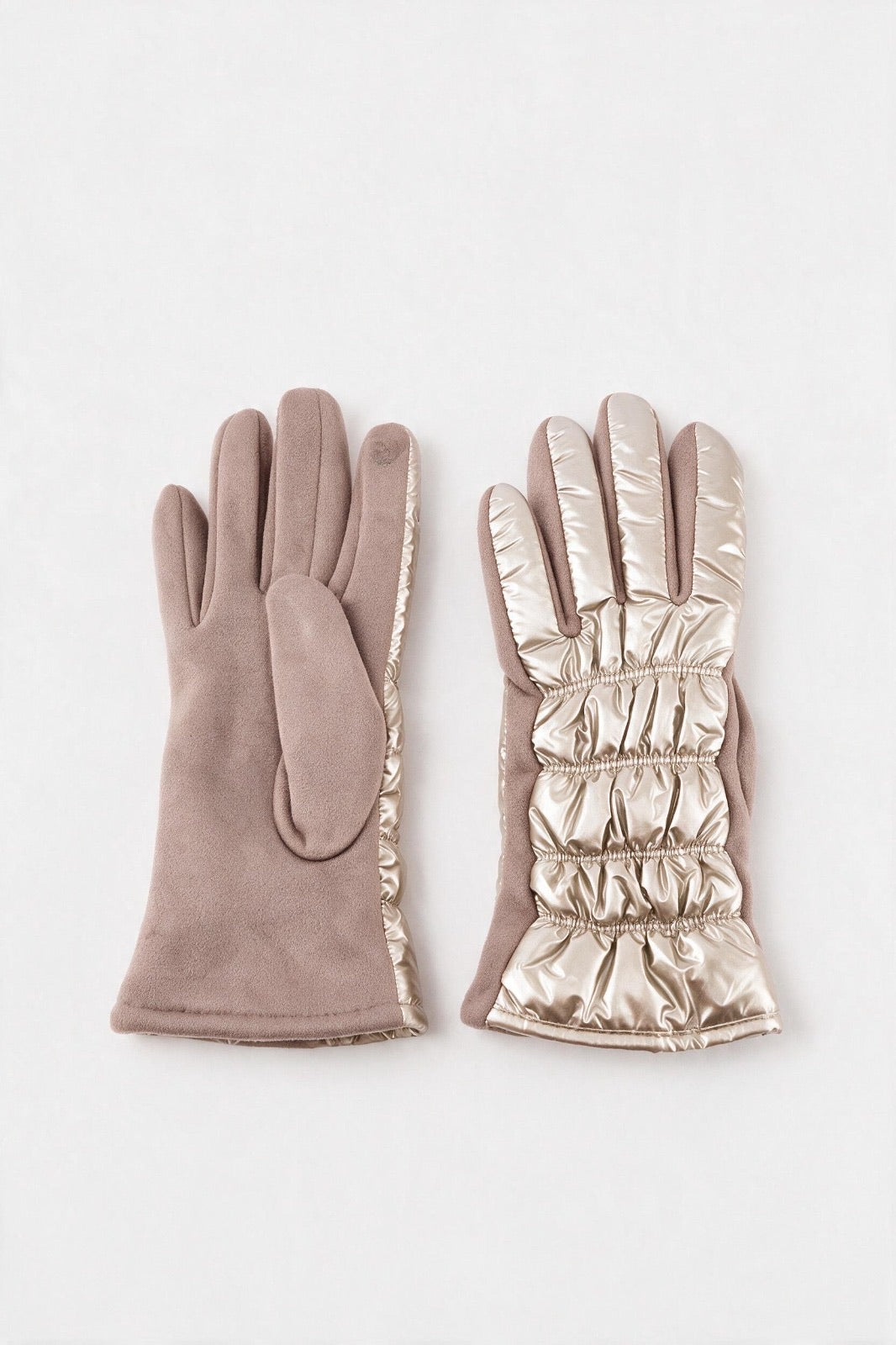 JA379 Gold Metallic Puffer Gloves