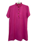 VC68231FUC Cotton Victorian-Collar Tunic Dress Fuchsia