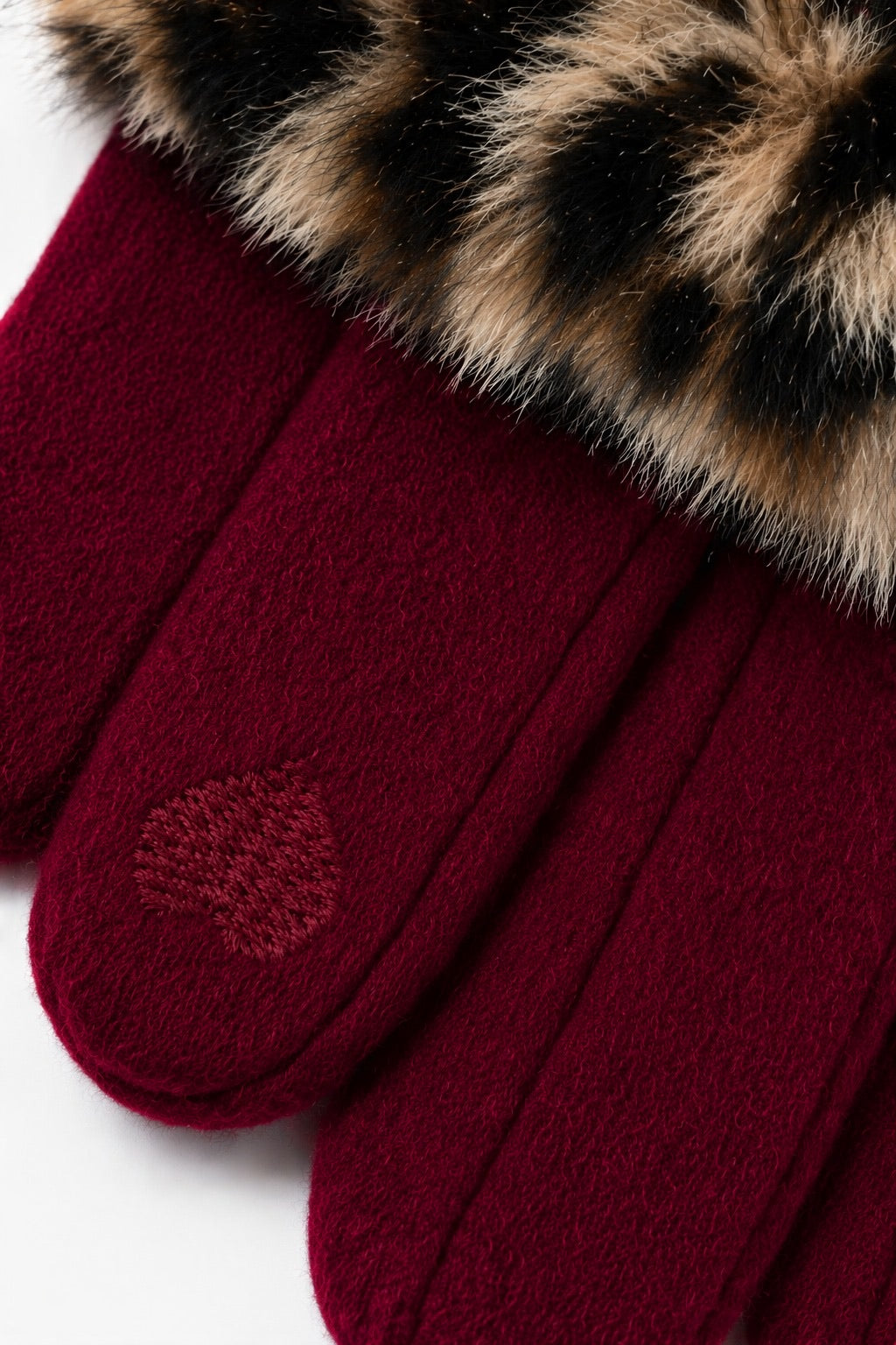 JA222 Wine Leopard Cuff Gloves