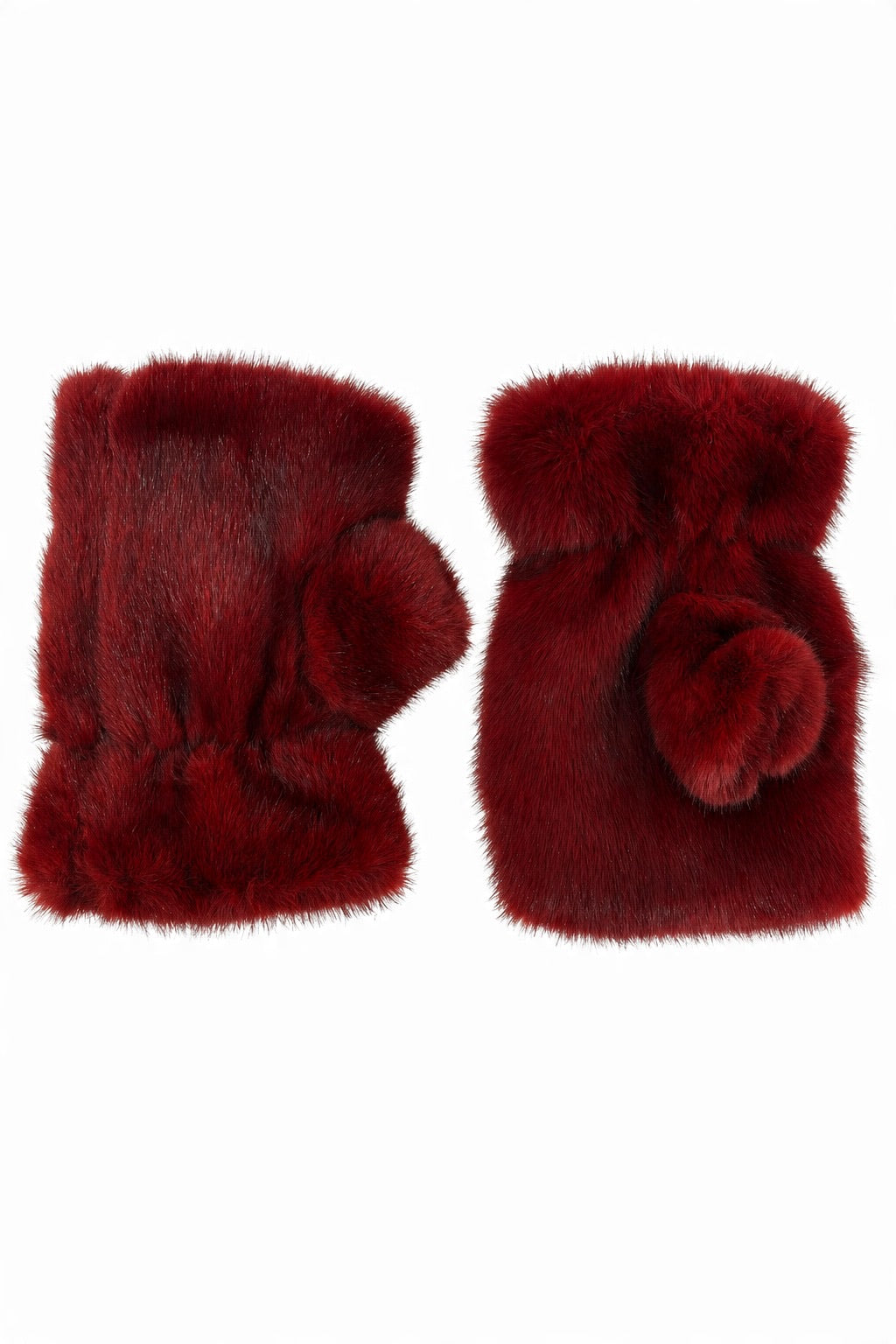 JA217 Wine Fingerless Fur Gloves