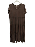 VC2446CHO Cotton V-Neck Dress Chocolate