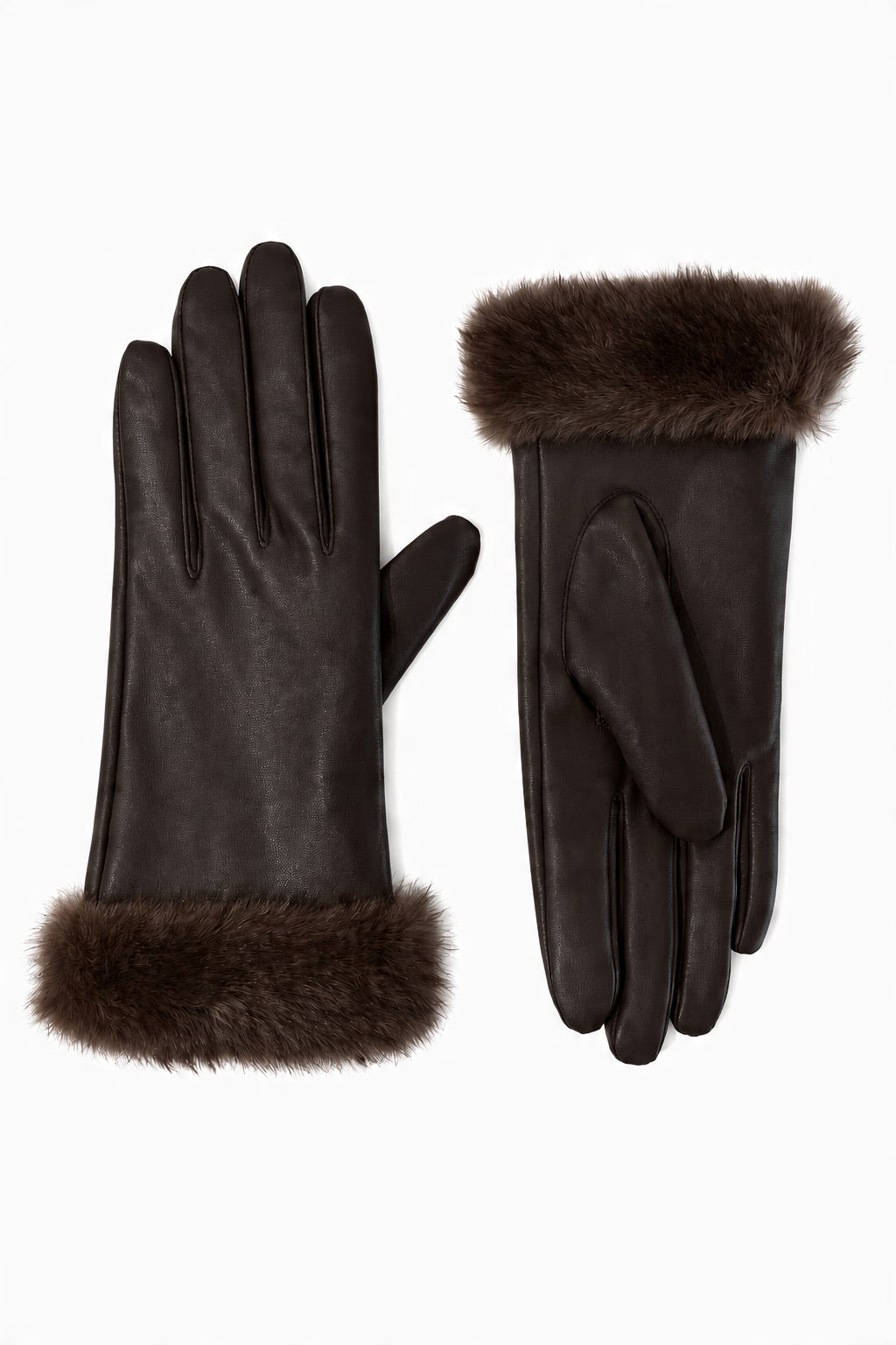 JA281 Brown Faux Leather Gloves