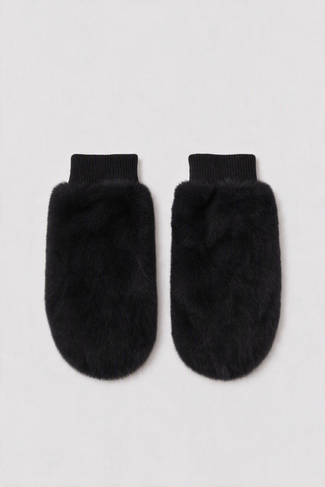 JA365 Black Fluffy Fur Mittens