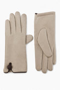 JA207 Beige Button Cuff Gloves
