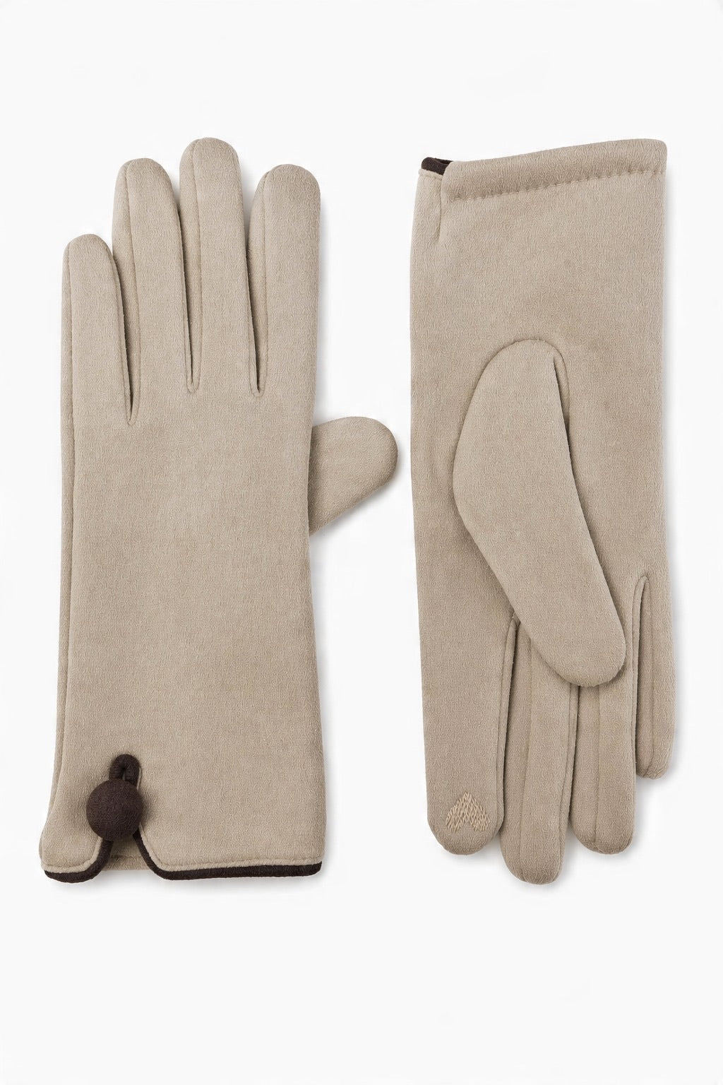 JA207 Beige Button Cuff Gloves
