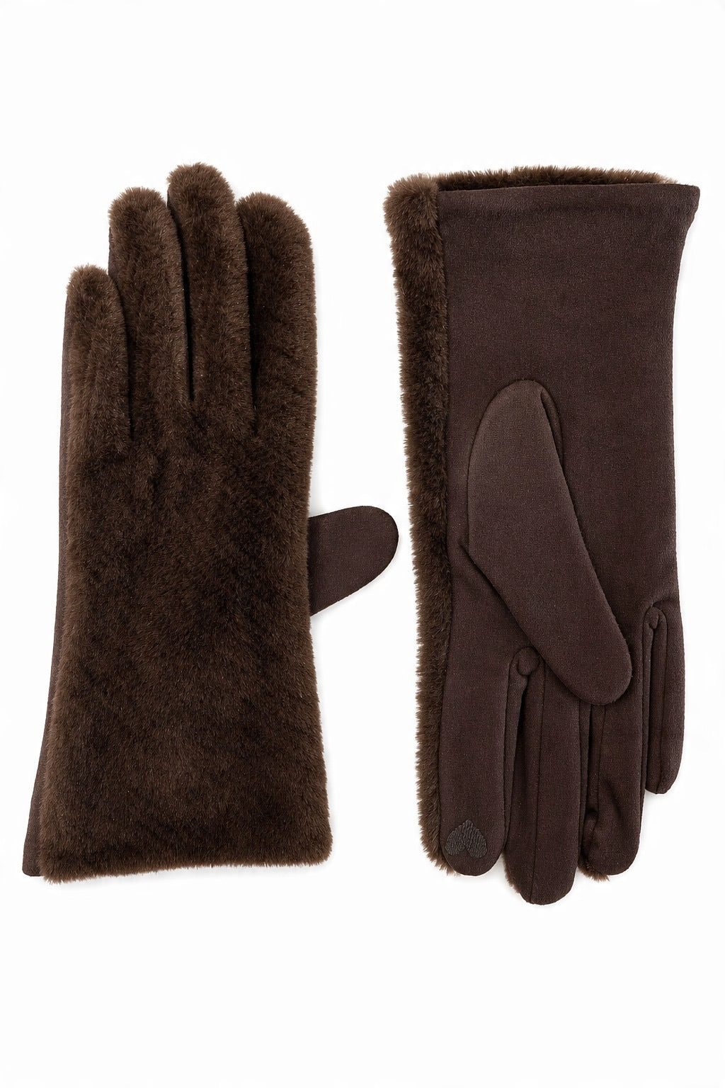 JA227 Brown Plush Fur Gloves