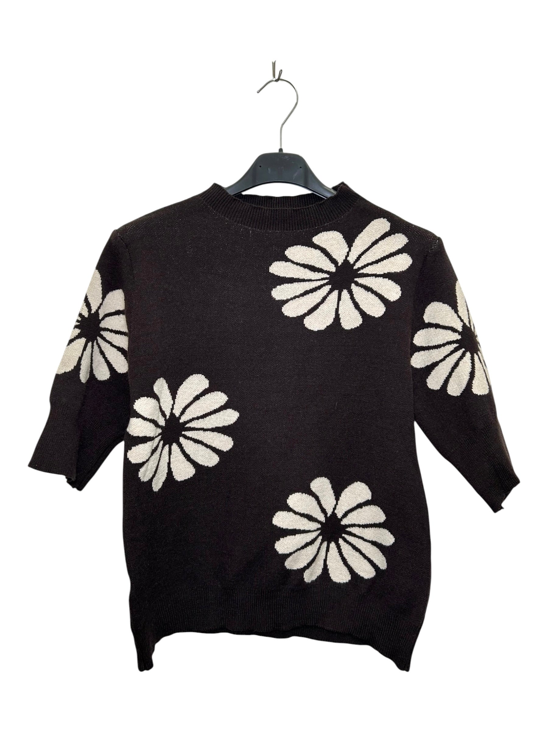 VM67 Chocolate Floral Print Sleeveless Sweater