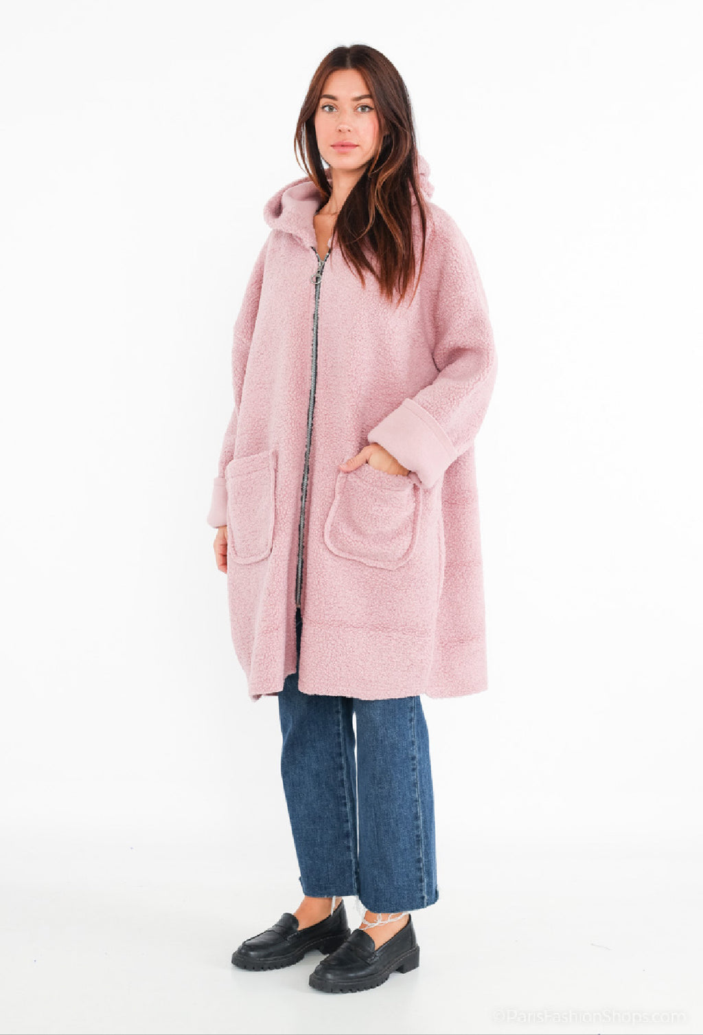 CO44 Pink Hooded Teddy Coat