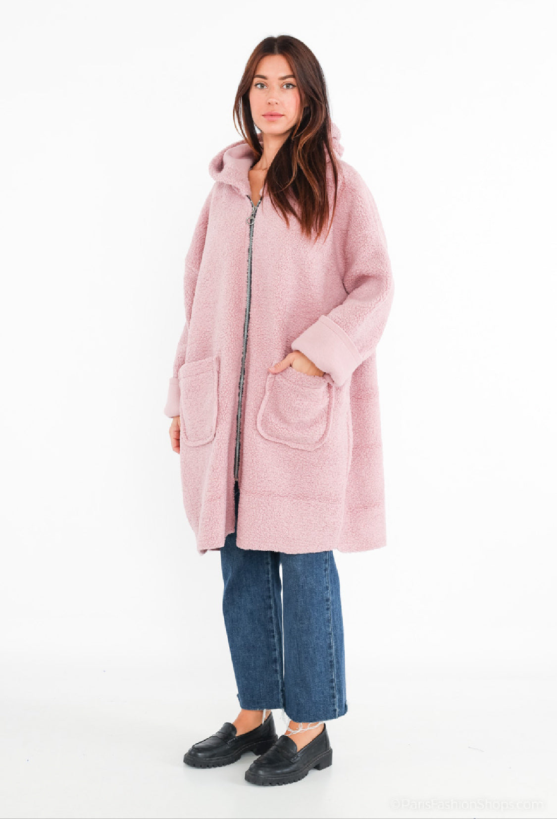 CO44 Pink Hooded Teddy Coat