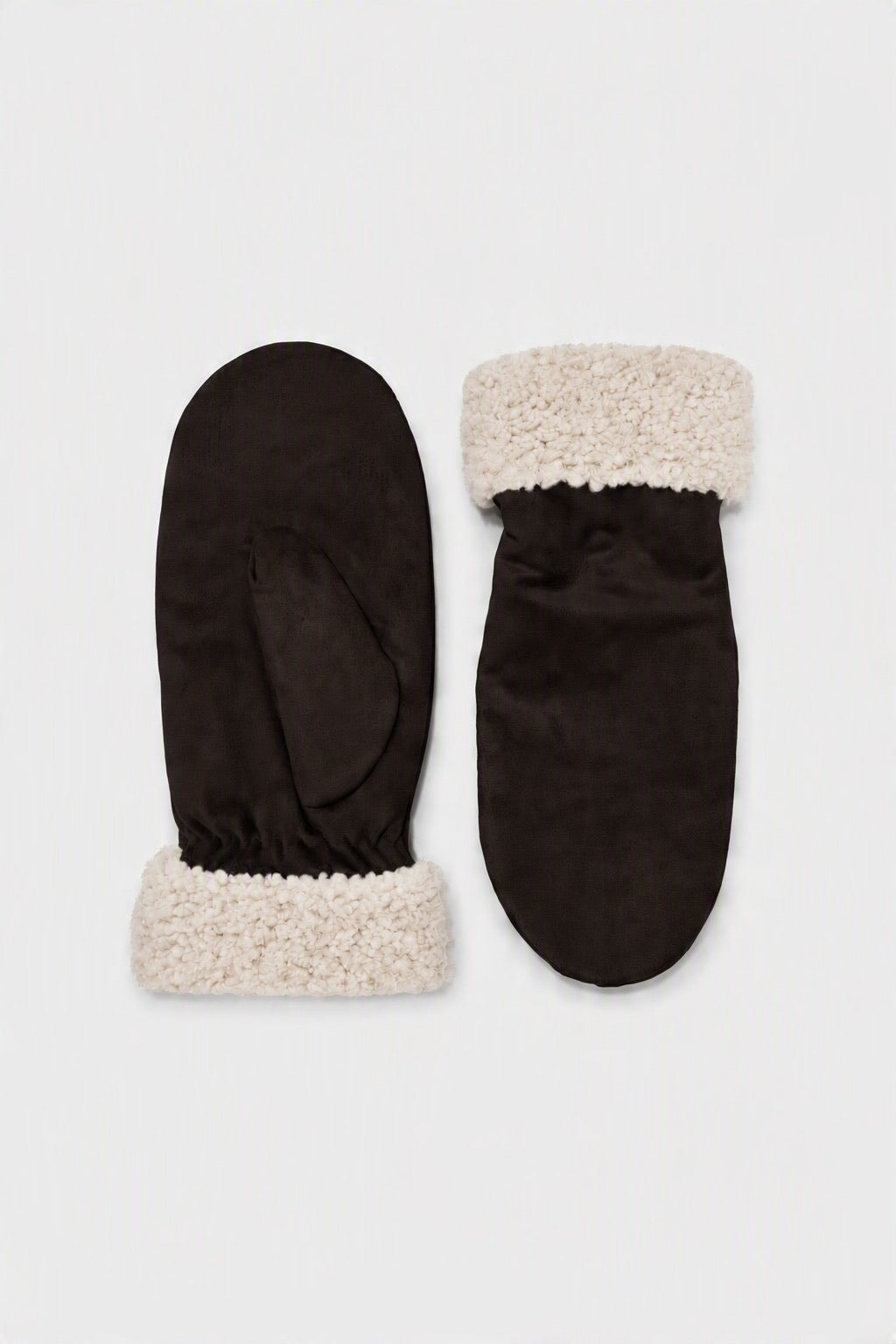 JA194 Brown Sherpa Suede Mittens