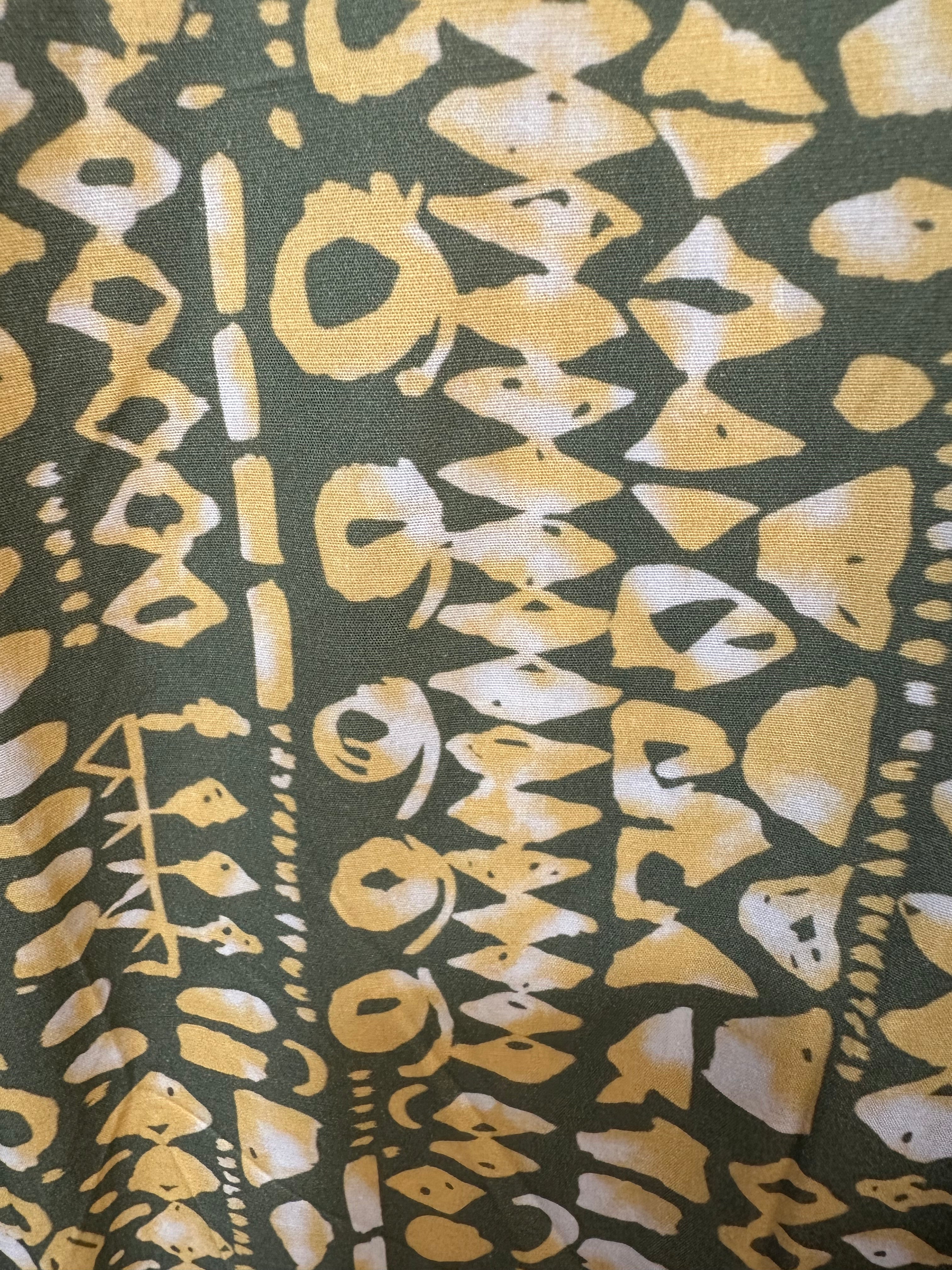 VC24002QKHA Cotton Abstract Print Shirt Dress Khaki