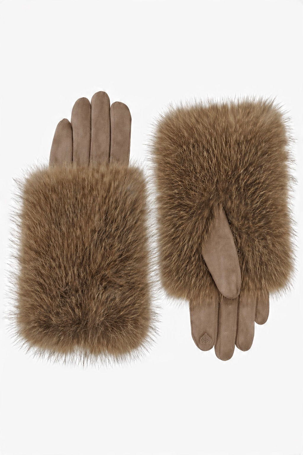 JA186 Light Taupe Oversized Fur Gloves