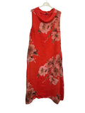 VC5308RED Sleeveless Linen Floral Dress Red