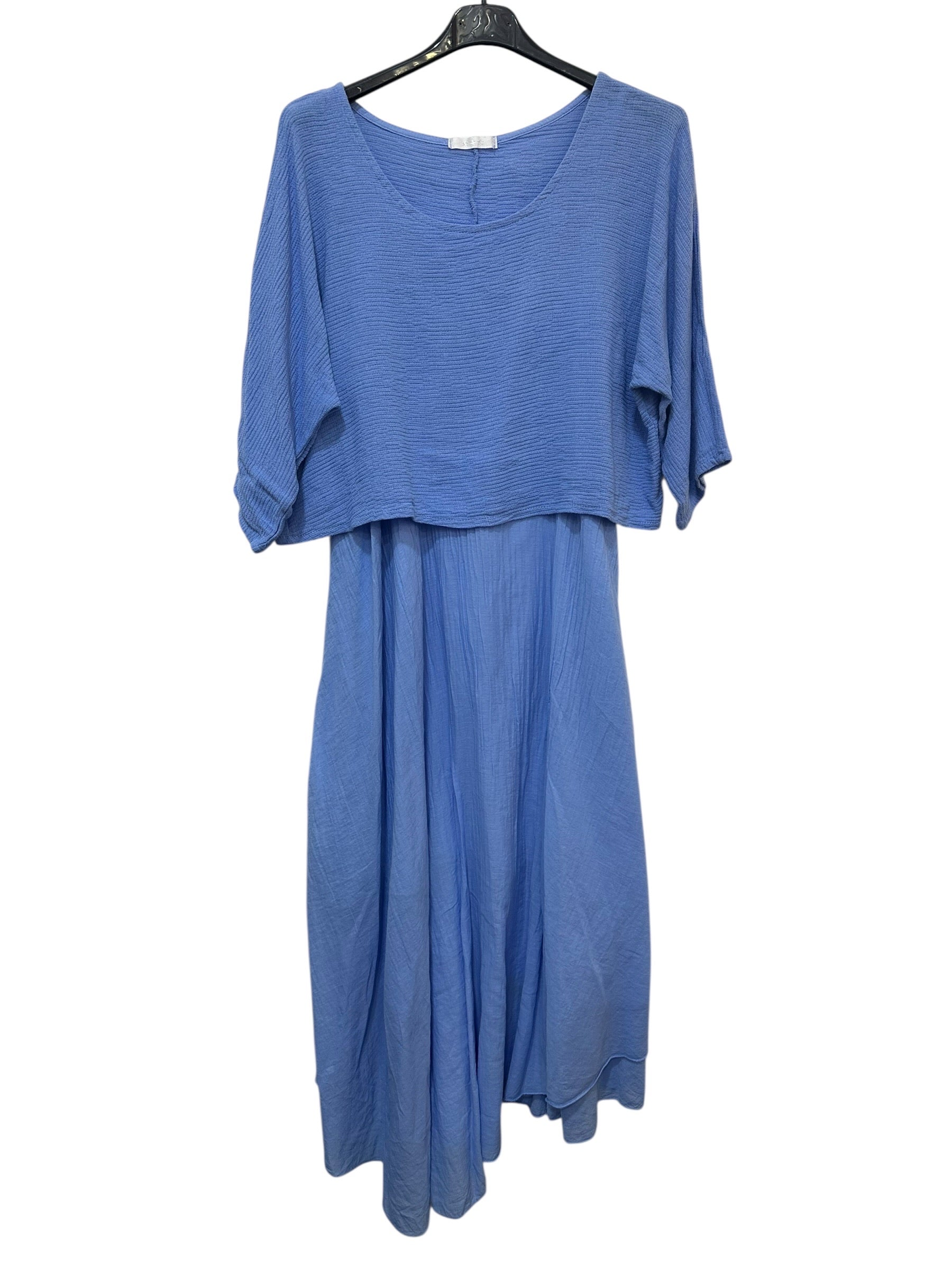 VC2PCSLAV Cotton Two-Piece Midi Dress Set Lavender