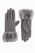 JA234 Grey Fur Cuff Gloves