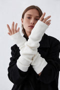JA392 White Long Knit Arm Warmers