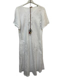 VC3996WHI Linen Round-Neck Pocket Dress White