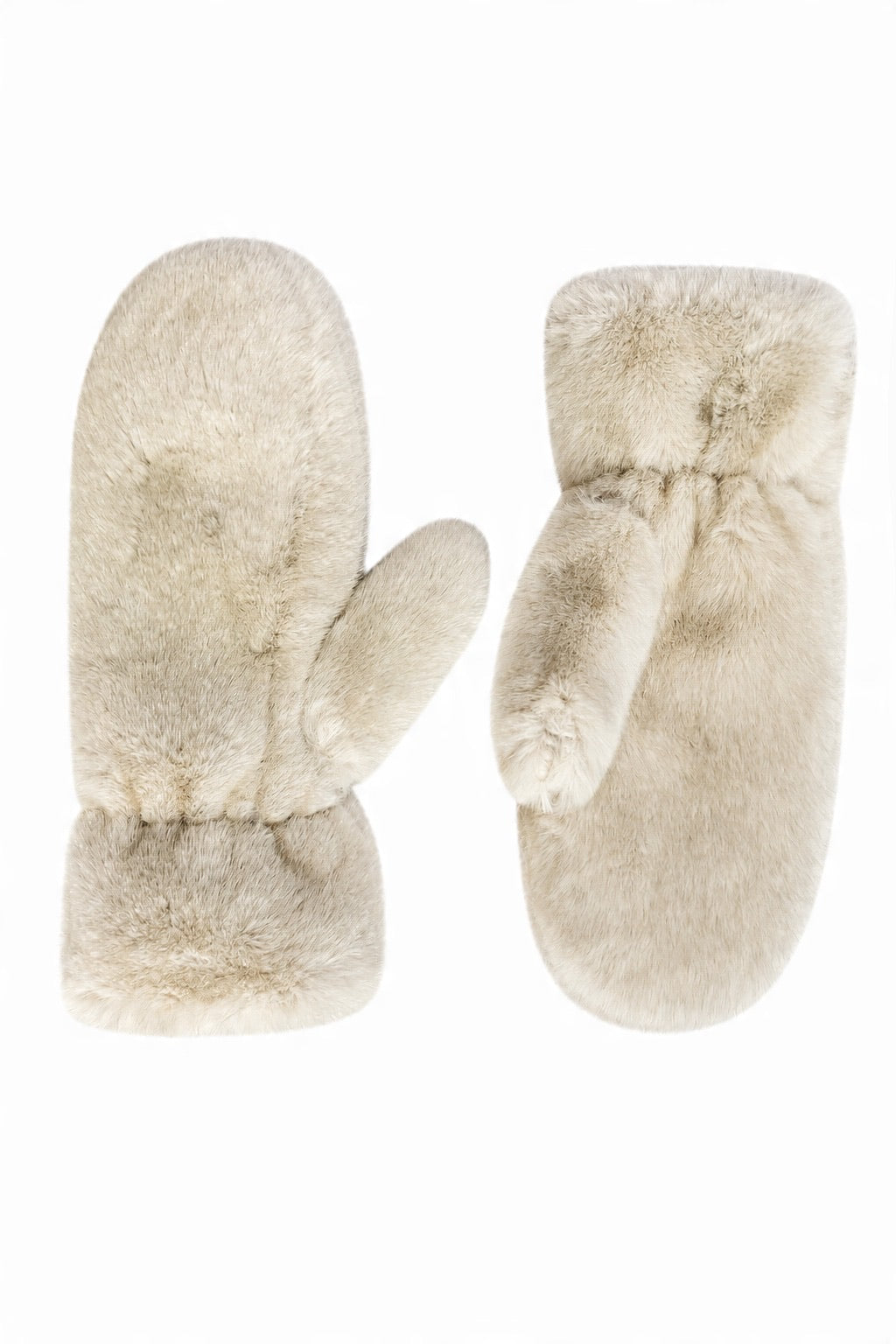 JA312 Beige Faux Mink Mittens