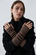 JA391 Brown Long Knit Arm Warmers