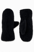 JA316 Black Curly Teddy Mittens