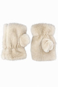 JA214 Beige Fingerless Fur Gloves