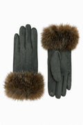 JA184 Olive Fur Cuff Gloves