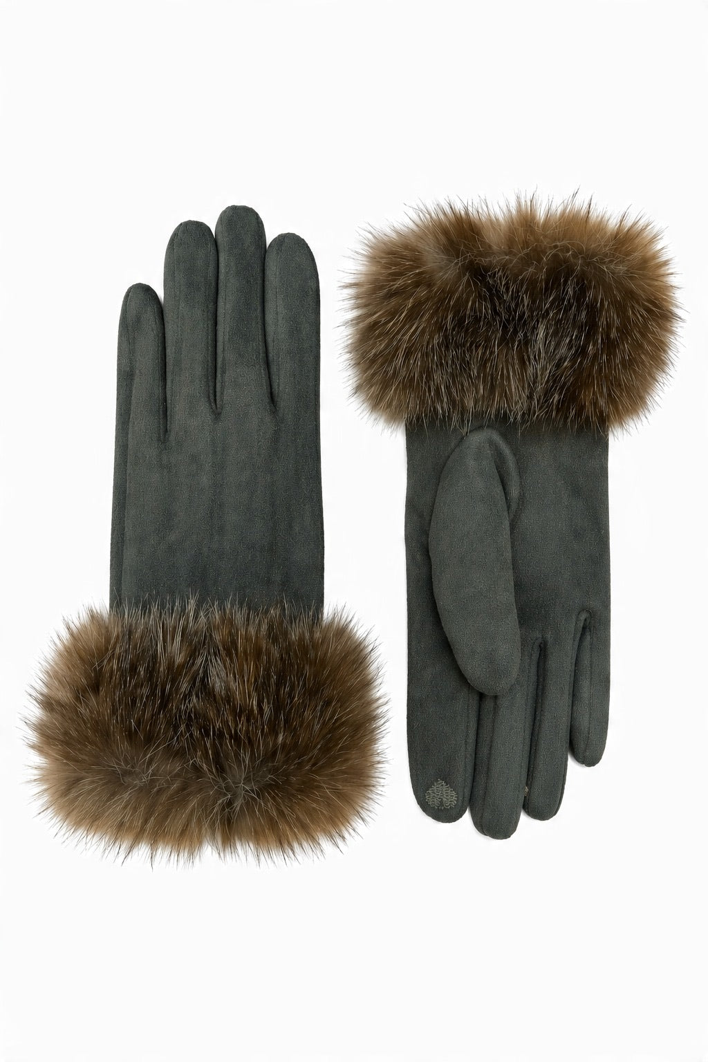 JA184 Olive Fur Cuff Gloves