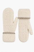 JA245 Beige Ribbed Knit Mittens