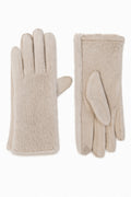 JA296 Beige Plush Fur Gloves