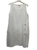 VC1302LWHI Linen Strap Dress White
