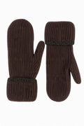 JA248 Brown Ribbed Knit Mittens