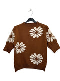 VM65 Camel Floral Print Sleeveless Sweater