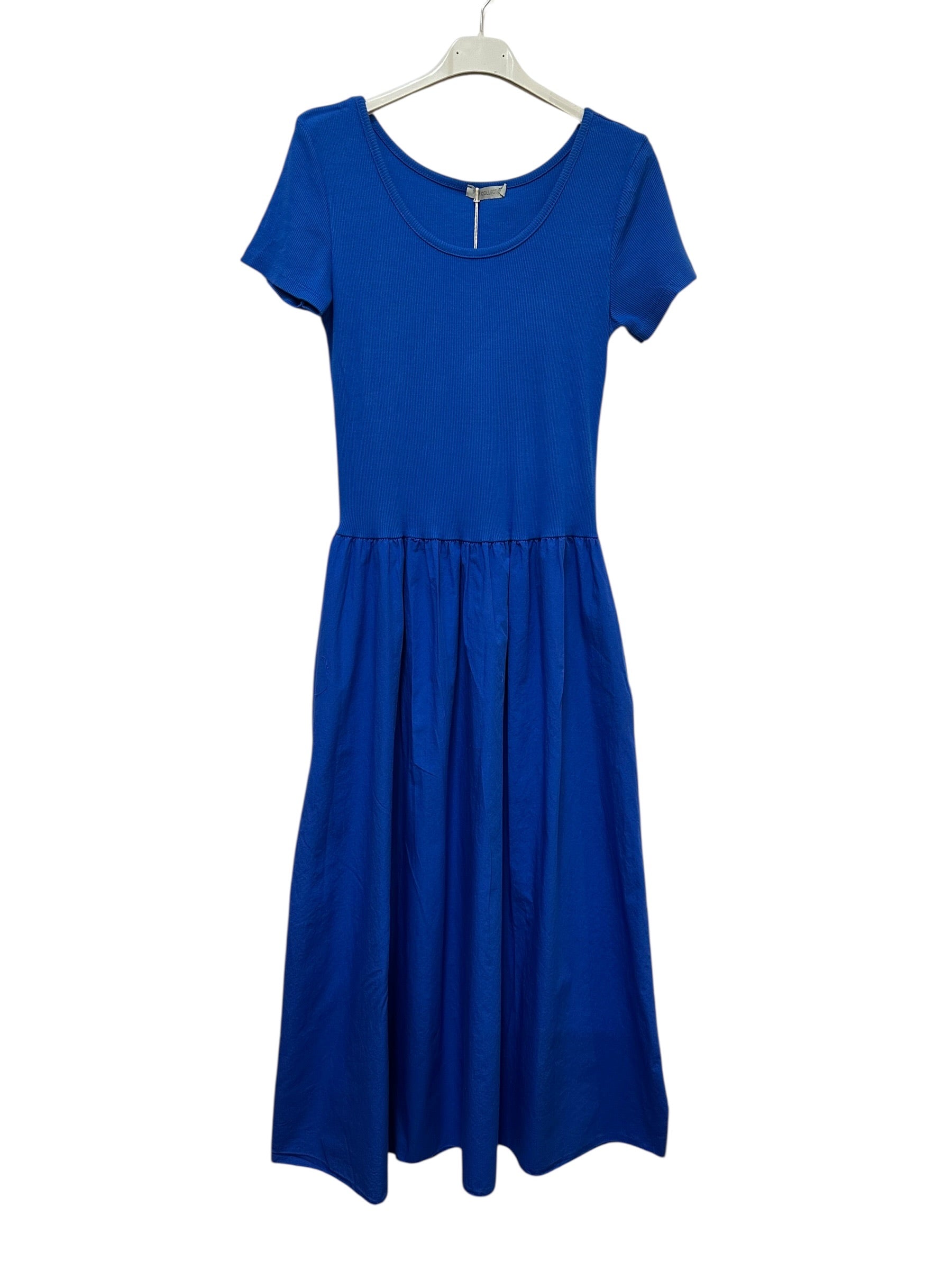 VC842131ROY Two-Tone Midi Dress Royal Blue
