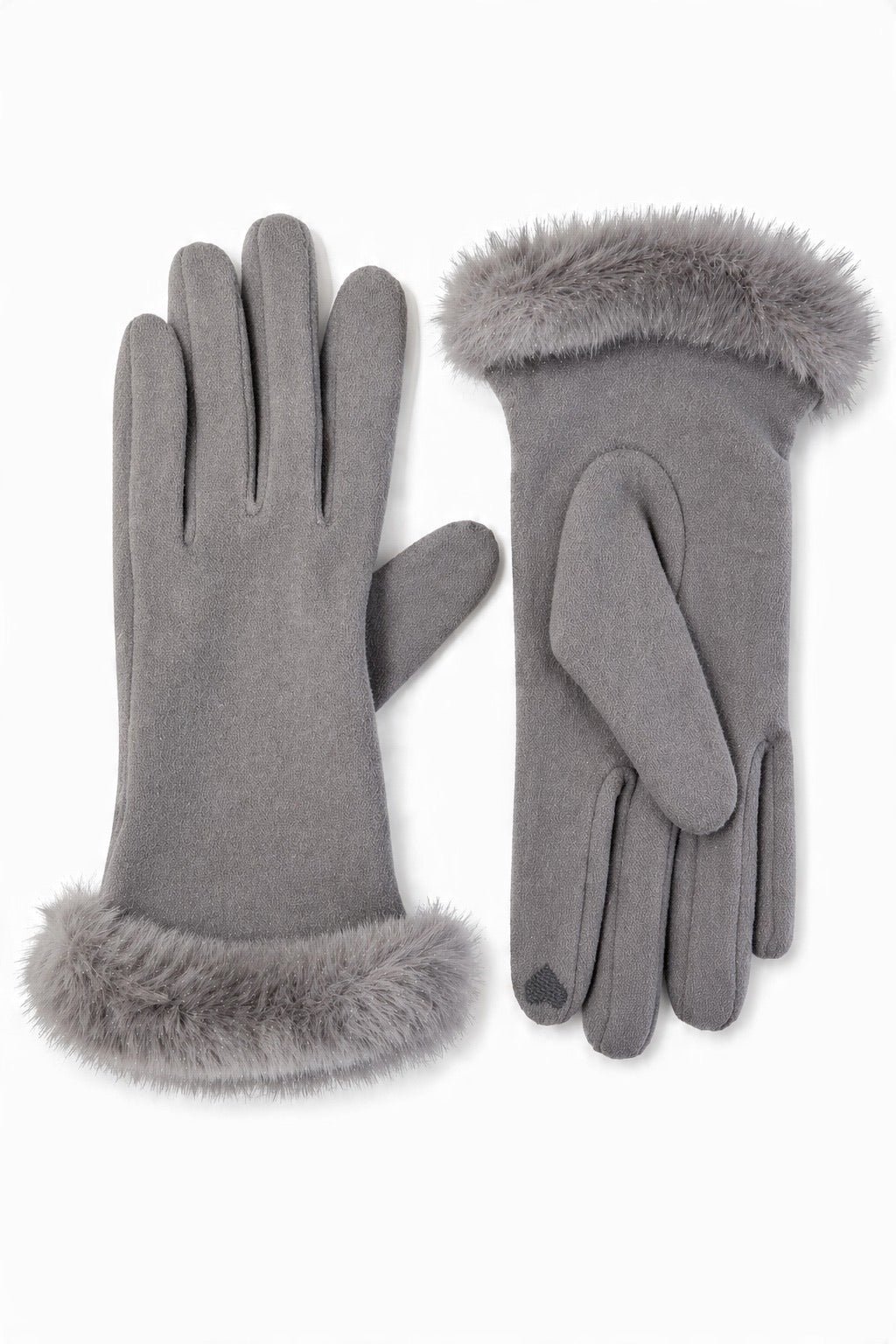 JA256 Light Grey Fur Trim Gloves