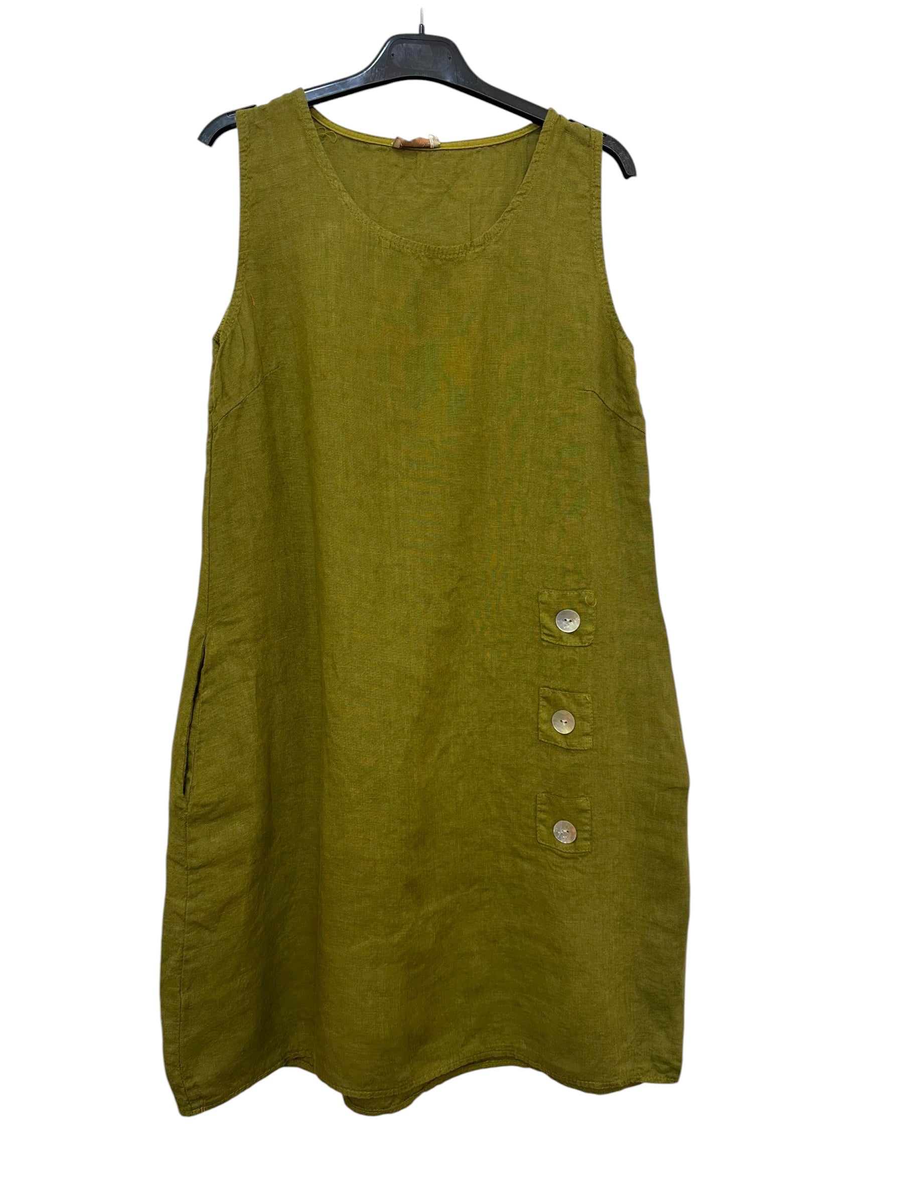 VC1302LANI Linen Strap Dress Anise Green