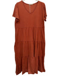 VC2446BRI Cotton V-Neck Dress Brick
