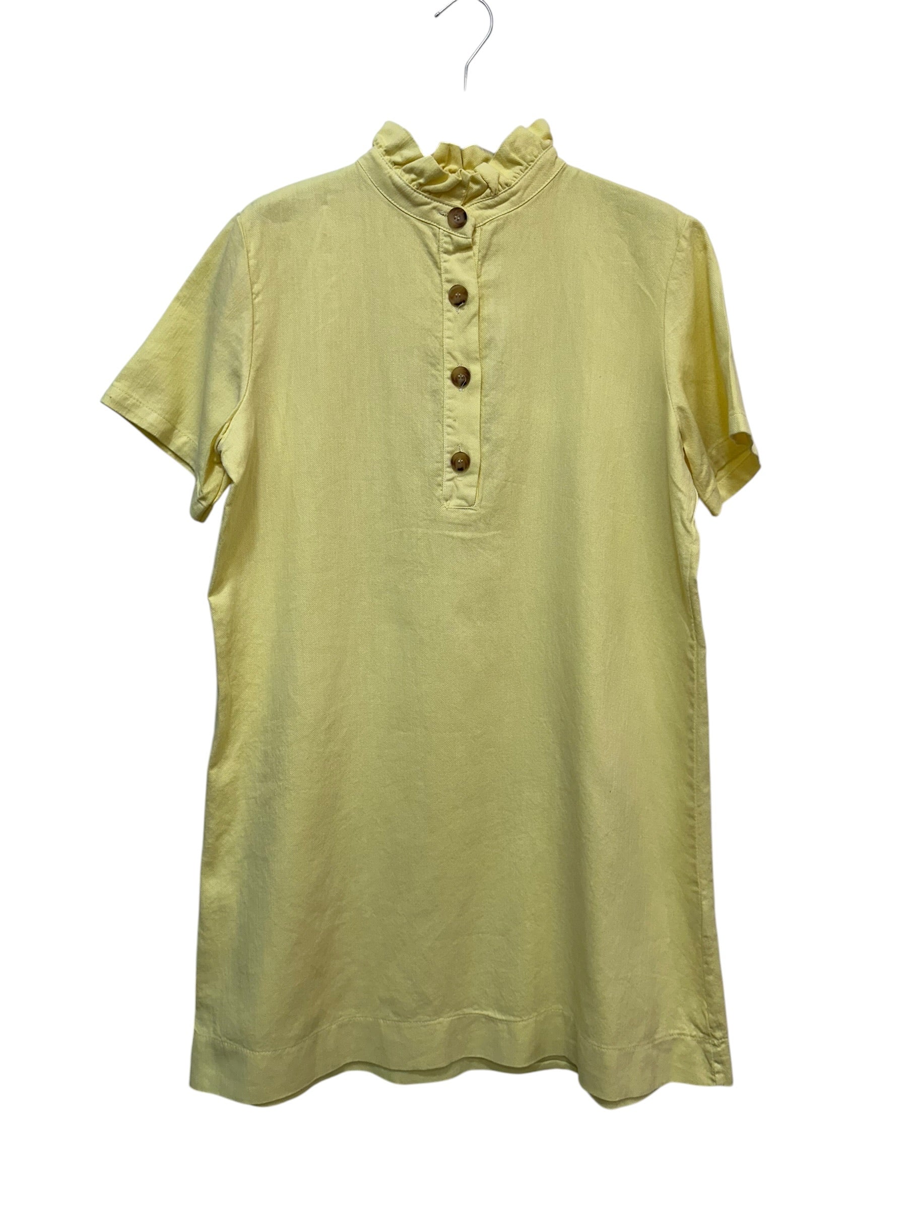 VC68231YEL Cotton Victorian-Collar Tunic Dress Yellow