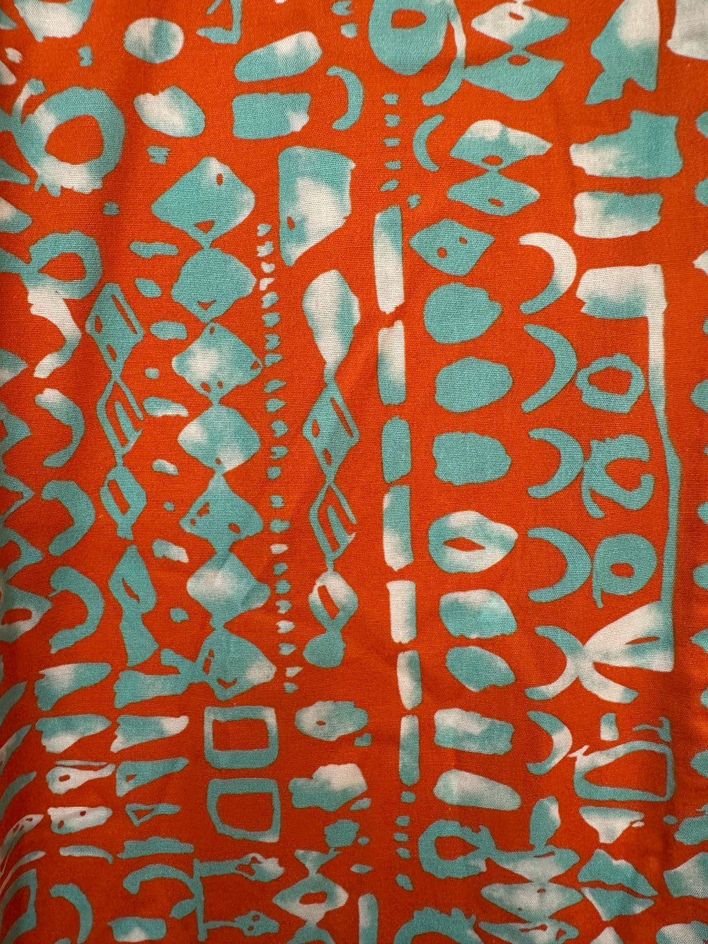 VC24002QORA Cotton Abstract Print Shirt Dress Orange