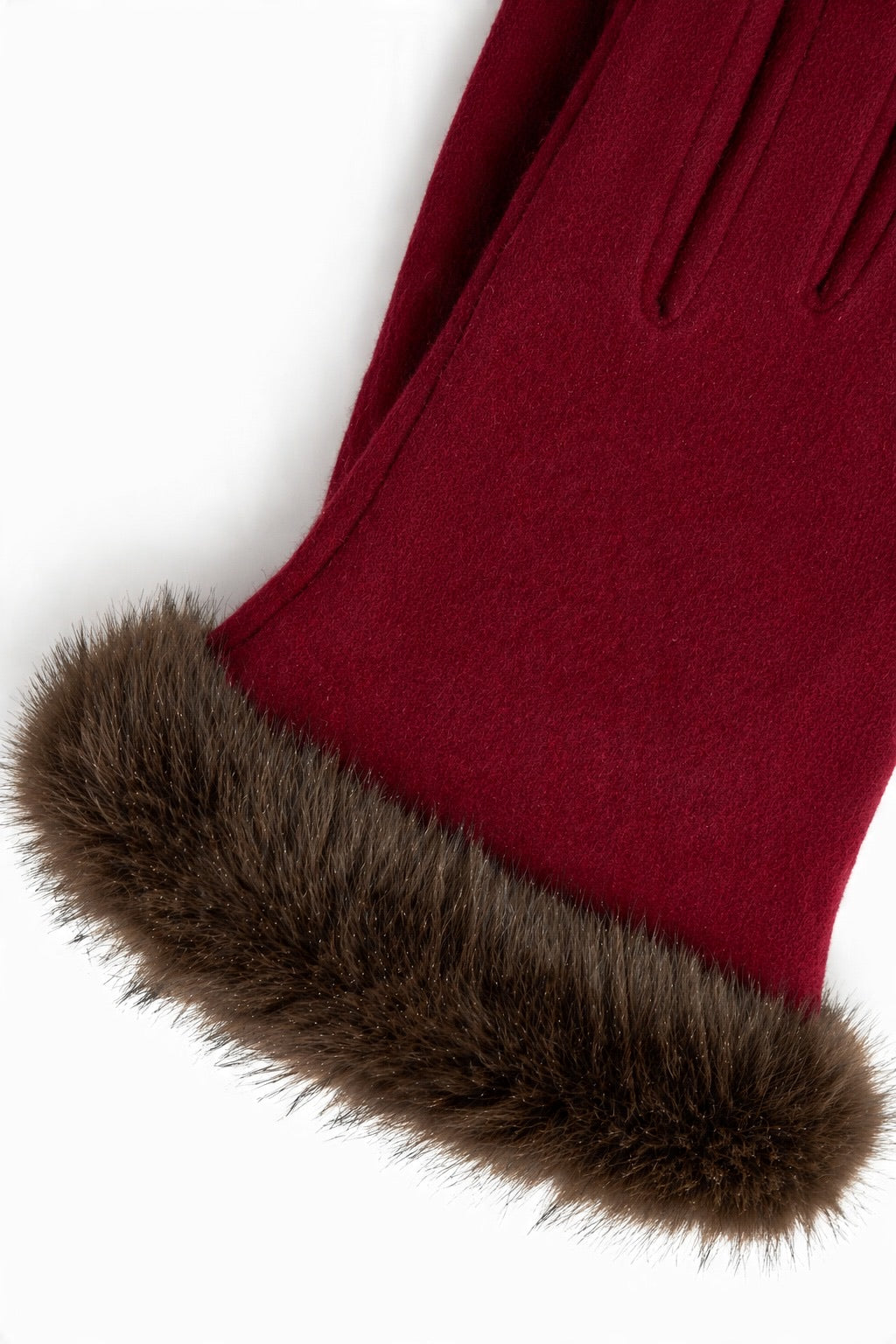 JA257 Wine Fur Trim Gloves