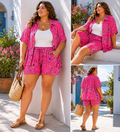 IV25262125FU Gauze Cotton Bandana Shorts Plus Size Fuchsia