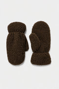 JA202 Dark Brown Teddy Mittens