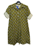 VC24002HANI Cotton Leaf Print Shirt Dress Anise Green