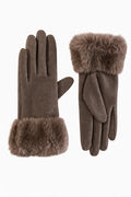 JA232 Taupe Fur Cuff Gloves