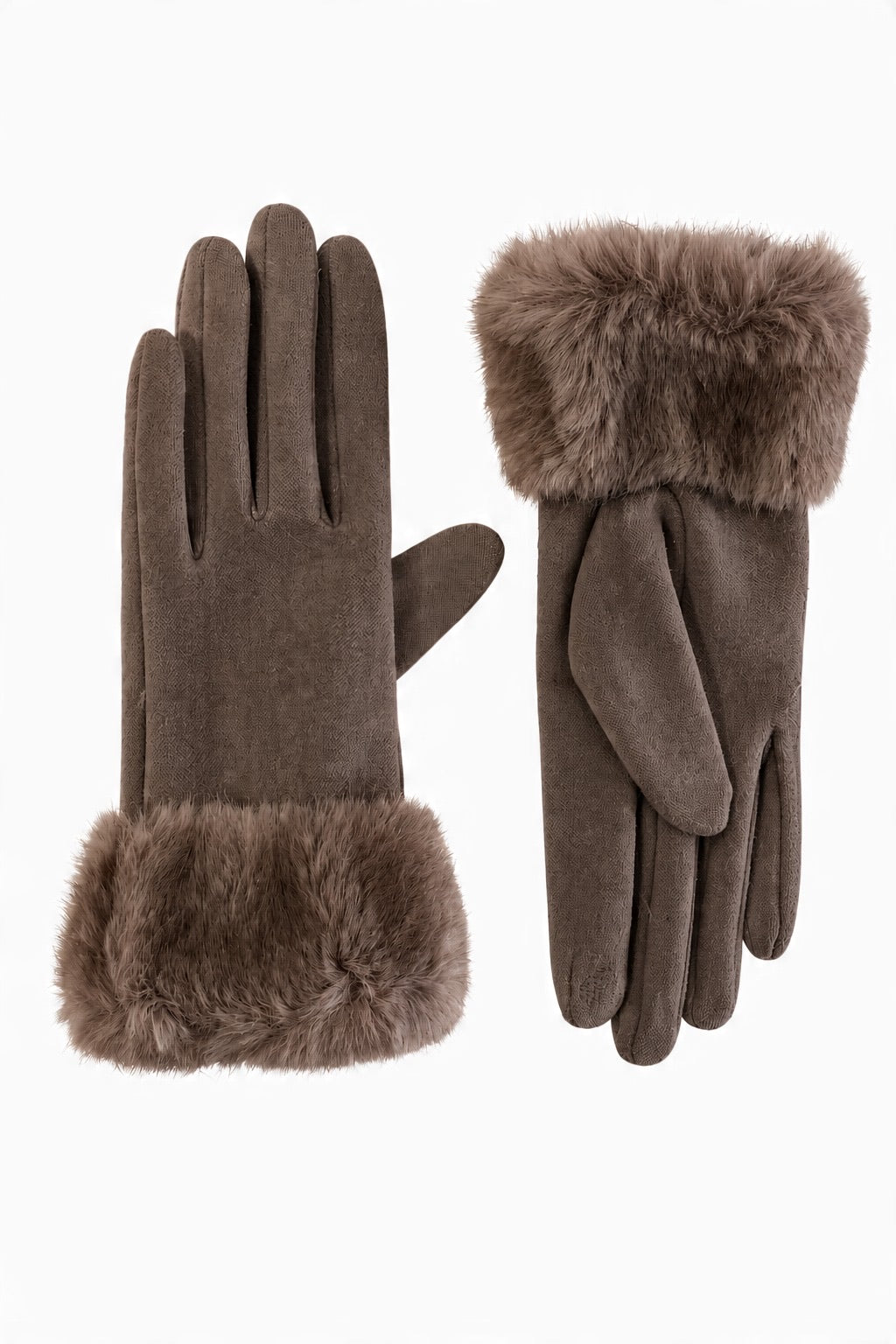 JA232 Taupe Fur Cuff Gloves
